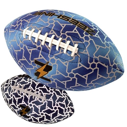 ZEESHINE HyperGlow Holographic Football – Ultra-Reflective Glow in Dark, Cool Sports Gift for Men & Women, Outdoor/Indoor Game - color: Blue, size: 6