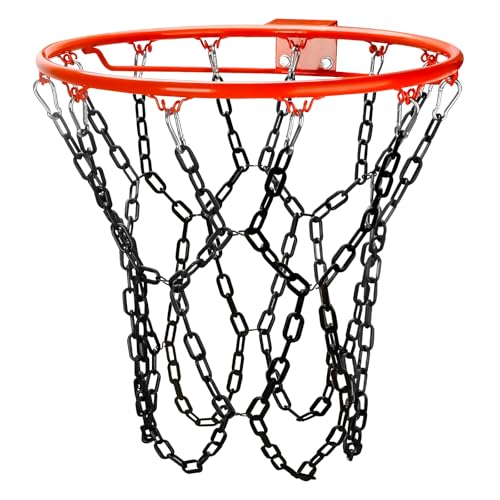 Basketball Net Replacement Heavy Duty,Resin Material, Anti-Rust Use Indoor Outdoor Standard 12-Ring Basketball Hoop - style: Black