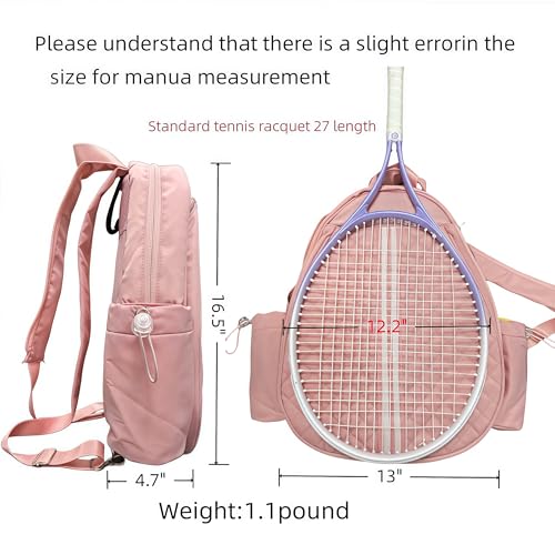 Tennis bag for women - Quilted Sling Grid Design Water repellent Two Side Pockets Dry wet separation independent pocket Friend couple gift - color: pink
