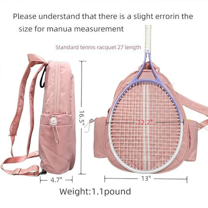 Tennis bag for women - Quilted Sling Grid Design Water repellent Two Side Pockets Dry wet separation independent pocket Friend couple gift - color: pink