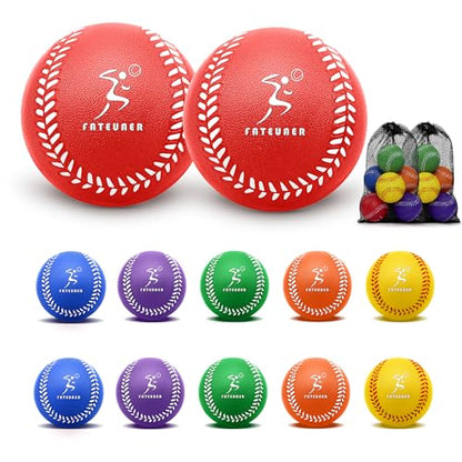 Foam Baseballs, Soft Baseballs 6 Pack and 12 Pack for Kids Beginners Training Ball, Safe Throwing for Indoor or Outdoor Play with Carrying Bag, Baseball Gifts for Boys and Girls - size: 12Pce