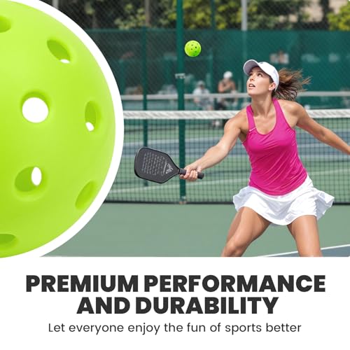 Pickleball Balls 6/12 Pack, Outdoor/Indoor Pickleball Ball - Balanced Flight, High Bounce, Superior Visibility - 40 Hole Green Pickle Ball Suitable for Most Floor Sport Courts