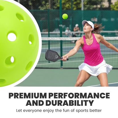 Pickleball Balls 6/12 Pack, Outdoor/Indoor Pickleball Ball - Balanced Flight, High Bounce, Superior Visibility - 40 Hole Green Pickle Ball Suitable for Most Floor Sport Courts