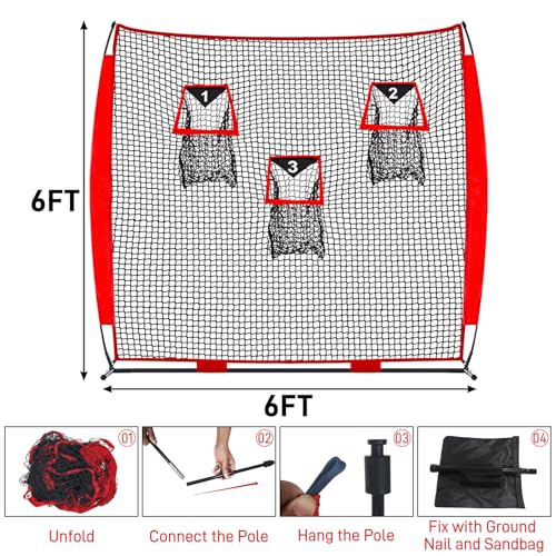 Football Throwing Net Quarterback: 8x8FT Quick Set Up 3 Target Toss Training Game for Backyard Field Teens Adults Practice Gifts - style: ‎Football Net 6X6 FT