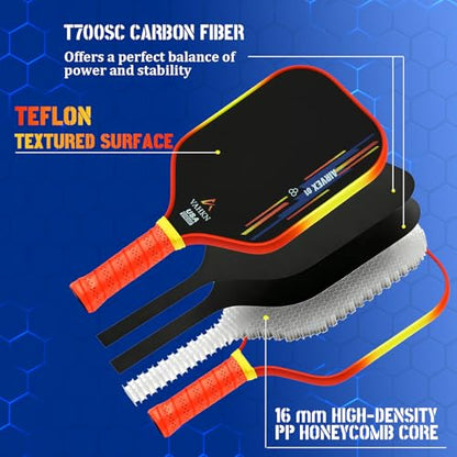 Pickleball Paddles |16MM Carbon Fiber Pickleball Paddle | High-Spin Textured Surface & Vibrant Gradient Edge | USAPA Approved Racket for Ultimate Power,Control & Precision - color: Orange