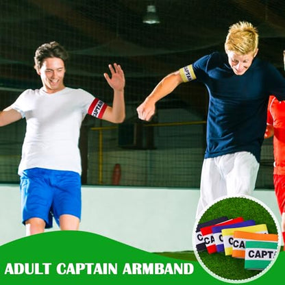 Simgoing 12 Pcs Soccer Captain Armbands Elastic Wrist Armbands Adult Team Leader Adjustable Sports Training Accessories