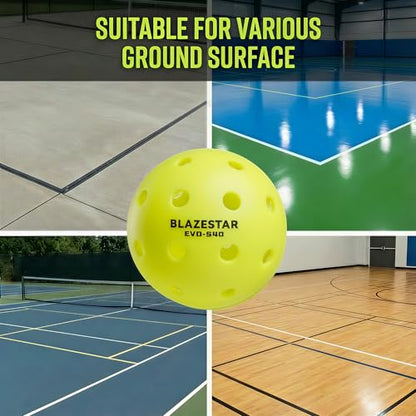 X Blazestar Pickleball Balls 12 Pack, 40 Holes Outdoor Pickleball, 1 Piece Rotation Molding，USAPA Standard