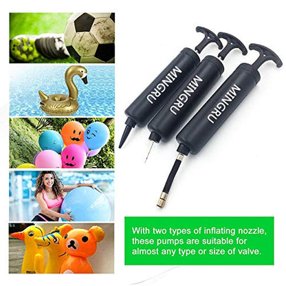 Ball Pump for Basketball, Soccer, Volleyball, Rugby, Water Polo Ball & Other Inflatables Air Pump, Needles and Nozzles Included - color: 3 PACK - BLACK