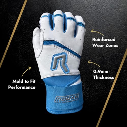 Long Cuff Baseball Gloves - color: Carribean Blue, size: Adult Small