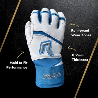 Long Cuff Baseball Gloves - color: Carribean Blue, size: Adult Small