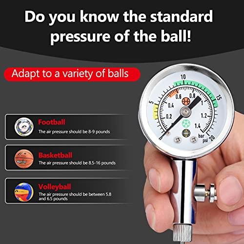 RiToEasysports Ball Pressure Gauge, Portable Pump Pressure Gauge for for Netball Football Soccer Basketball Volleyball Ball Pressure Gauge Ball Pressure Gauge