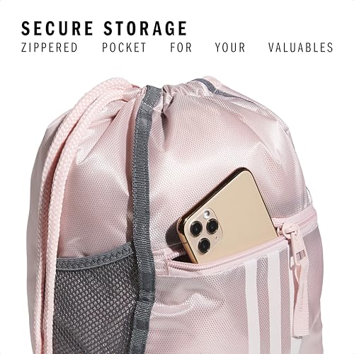 adidas Alliance Sackpack – Drawstring Backpack for Sports, Small Gym Bag - color: Sandy Pink/White/2