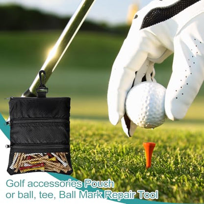Golf Tee Bag Pouch Multi Pocket Zipper Golf Tee Holder Bag Accessories Organizer for Men and Women