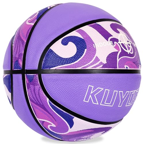 KUYOTQ Kids Toddler Youth Adult Size (3~7) Basketball Thickened Rubber or Leather Small Mini Basketball Soft Touch in & Outdoor Wear Resistant Basketball for Boys Girls Basketball Gifts (Deflated)