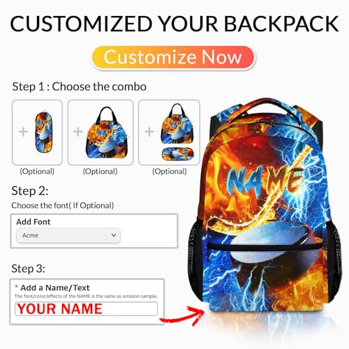 Custom Backpack for Kids Boys Hockey Bookbag for School Elementary Middle Primary, Lightweight Back to School Supplies - color: Blue
