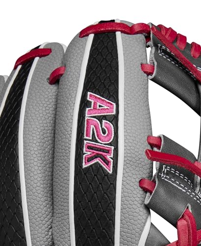 Wilson Spring 2025 A2K® Baseball Gloves - color: Grey/Black/Flamingo, size: Infield - 11.5"