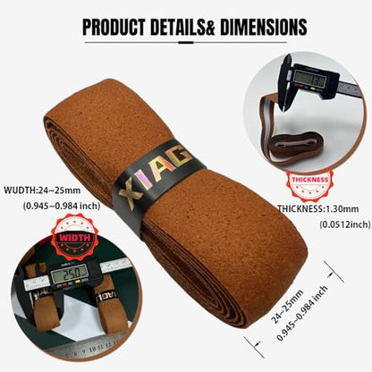 3 Pack Synthetic Leather Premium Replacement Grip Anti-Slip,Ultra-Durable,Comfort,Pickleball Tennis Badminton Replacement Grip/Grip Tape Brown