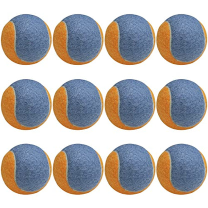 URBEST Tennis Ball 12 Packs Training Tennis Balls Practice Balls for Novice Player, Pet Dog Playing Balls with Mesh Carry Bag - color: Orange-Blue