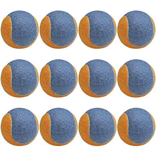 URBEST Tennis Ball 12 Packs Training Tennis Balls Practice Balls for Novice Player, Pet Dog Playing Balls with Mesh Carry Bag - color: Orange-Blue