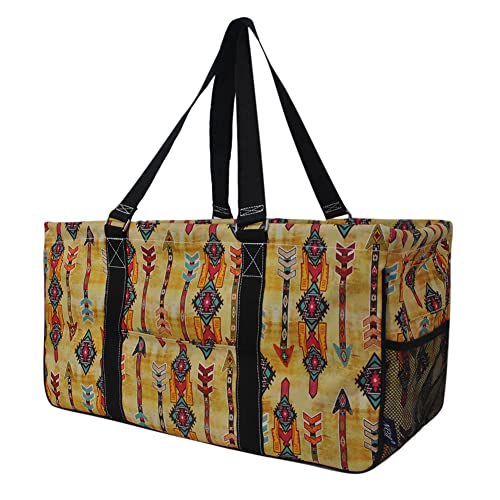 Extra Large Utility Tote Reusable Grocery Bag Oversized Collapsible for Groceries, Storage, Picnic, Beach (Boho Tribal-black) - color: Boho Tribal-black