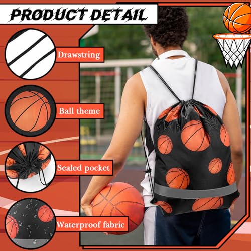 Saintrygo 12 Pcs String Bags Drawstring Back Sack with Reflective Stripe String Bags for Yoga Dance Swimming (Basketball) - style: Basketball