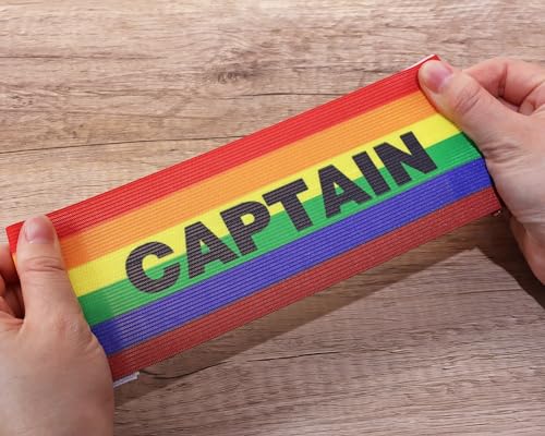 ONLYKXY Captain Armbands 9x30CM/3.54x11.81inch Adjustable Leader Armband for Soccer Basketball Volleyball School Team Competition Coach Players Wrist Arm Bands - color: Rainbow Color