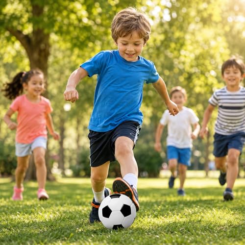 Soccer Ball Size 5 Size 4 Size 3 Size 2 with Pump Deflated - Single, 2 or 3 Pack Official Size Indoor Outdoor Training - Gift for Toddler Kids Youth Teens Adult 1-3 5-8 8-12 12+ Years Old Boys Girls