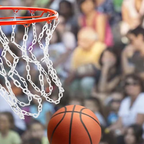 Basketball Net Replacement Heavy Duty,Resin Material, Anti-Rust Use Indoor Outdoor Standard 12-Ring Basketball Hoop - style: White