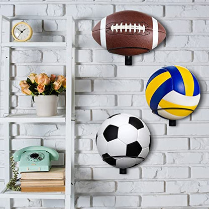 Lounsweer 10 Pcs Ball Storage Holder Wall Mount Metal Basketball Display Rack Sports Room Decor for Basketball Football Volleyball Soccer(5.3 Inch)