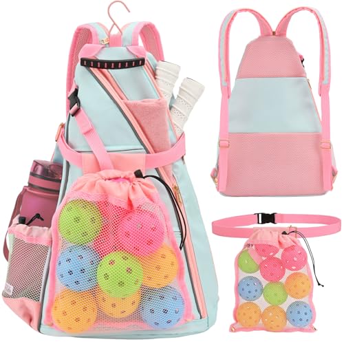 EdenRiver Pickleball Bag for Women Pickleball Backpack with Water Bottle Holder and Drawstring Mesh Bag for Pickle ball Accessories