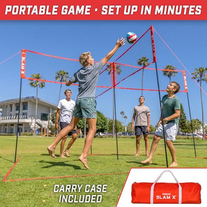 GoSports Slam X 4 Square Volleyball Game Set - 14 ft or 21 ft - Ultimate Backyard & Beach Game for All Skill Levels - color: 14 x 14 ft