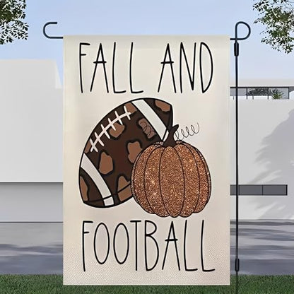 Garden Flag 12x18 Inch Double Sided Fall and Football Pumpkin Sports Design Weatherproof Patriotic USA Flag for Outdoor Yard Lawn Decoration