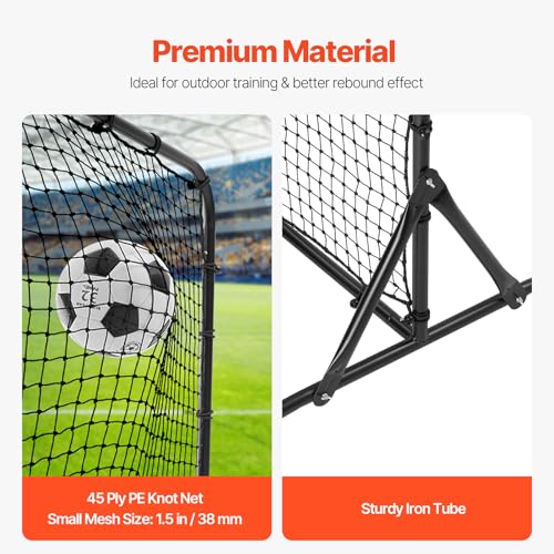 VEVOR Soccer Rebound Trainer, Iron Soccer Training Equipment, Sports Football Rebounder Wall, Double-Sided Rebounding Net, Easy Assembly, Perfect for Backyard Practicing, Solo Training, Passing - size: 6x4FT