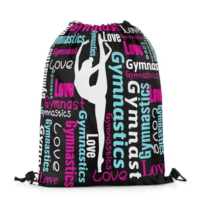 Castle Fairy Gymnastics Drawstring Backpack,Gymnastics Lovers Waterproof Drawstring Bags,Cheerleading Bags for Shopping Travelling,Lightweight - color: Black