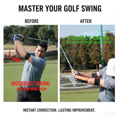 Golf Beginner Swing Fix 3-Piece Set - Wrist Corrector, Hand Grip Trainer & Arm Alignment Strap for New Golfers, Good Gift