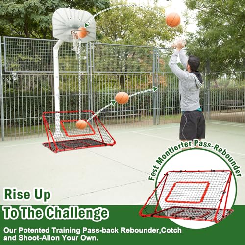 BaseGoal Baseball and Softball Rebounder Net,Baseball Rebounder,Volleyball Rebounder,Pitch Back Net,Multi-Sport Training Rebound Screen,with Pitching Target,Easy Adjustable Angles - size: 47x47 IN, style: Red