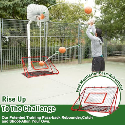 BaseGoal Baseball and Softball Rebounder Net,Baseball Rebounder,Volleyball Rebounder,Pitch Back Net,Multi-Sport Training Rebound Screen,with Pitching Target,Easy Adjustable Angles - size: 47x47 IN, style: Red