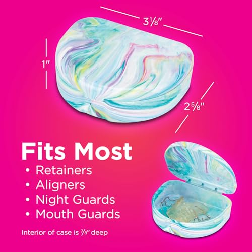 Practicon Marble Retainer Cases, Orthodontic Aligner Case, Mouth Guard Holder (3 Pack) (Cotton Candy) - color: Cotton Candy