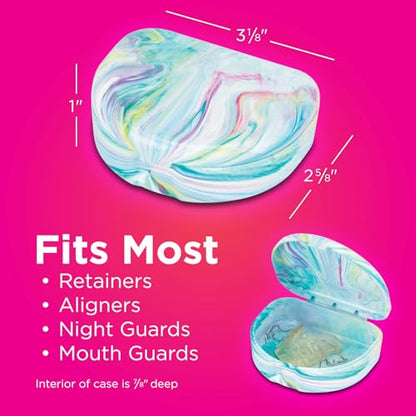 Practicon Marble Retainer Cases, Orthodontic Aligner Case, Mouth Guard Holder (3 Pack) (Cotton Candy) - color: Cotton Candy