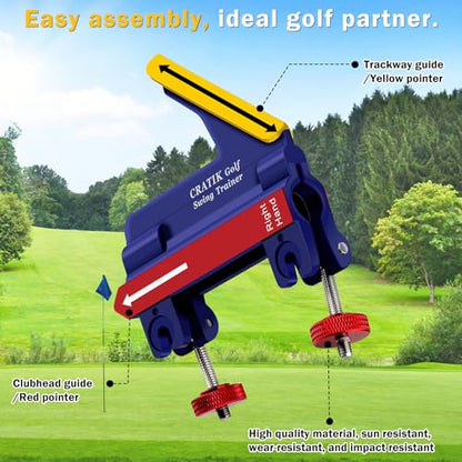 CRATIK Golf Swing Trainer - Swing Training Aid Direction Guides - Improve Swing Accuracy | Master Swing Consistency | Improve Stability - Golf Grip Trainer Simulators for Beginners and Pro