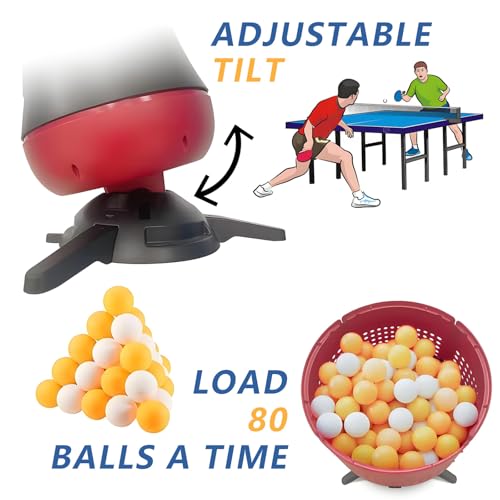 Table Tennis Ball Trainer,w/Removable Ball Storage,Automatic Ping Pong Robot Launcher,Stable Performance,for Beginners and Enthusiasts 100Balls
