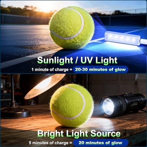 EliteTrace Glow in The Dark Tennis Balls, 3 Pack Training Tennis Balls Practice Balls, Pet Dog Playing Balls, With Rapid Glow Activator and Mesh Bag, Good for Pet Traning and Beginner Training Ball