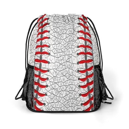 Baseball Drawstring Backpack Gym Bag With Shoe Compartment String Bag Sport Beach Swimming Sackpack For Women Men - color: Baseball