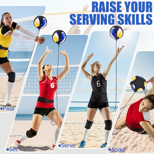 TOBWOLF Volleyball Spike Trainer, Elastic Self-Training Volleyballs Resistance Band, Volleyball Equipment Training Aid Improves Serving, Jumping, Arm Swing Mechanics and Spiking Power - color: Volleyball Resistance Band with Adjustable Waist Belt