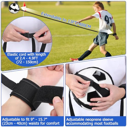 TOBWOLF Wrist Belt Solo Soccer Kick Trainer, Adjustable Handle Soccer Ball Trainers with String Fits Ball Size 3, 4, 5, Football Juggling Throwing Trainer for Adult/Youth to Enhance Ball Control Skill