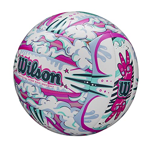 Wilson AVP Hawaii Outdoor Volleyball + Frisbee Kit - color: White/Purple, style: Graffiti