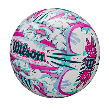 Wilson AVP Hawaii Outdoor Volleyball + Frisbee Kit - color: White/Purple, style: Graffiti