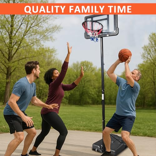 Basketball Hoop Outdoor 10ft Adjustable, Portable Basketball Hoop Goal System in Backyard/Driveway/Indoor, 32 Inch Shatterproof Backboard and Larger Base