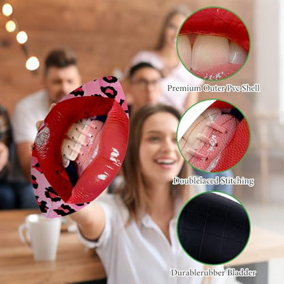 American Football, Official Size 11.9 x 7.3 Inch, Premium Composite Leather High-Grip Ball with Pro-Style Lacing, Unique Prints for Training, Games & Gifts - color: Lip Pink Leopards