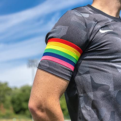 FORZA LGBT Pride Rainbow Armband | Elastic Football & Sports Captains Armband – Senior Size [Sold Individually]